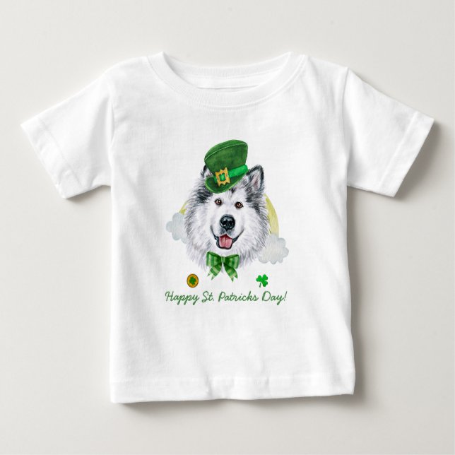 Funny Alaskan Malamute Gold St. Patricks Day Baby T-Shirt (Front)