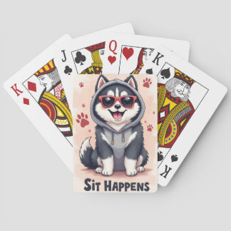 Funny Alaskan Malamute Sunglasses Hoodie Kawaii Poker Cards