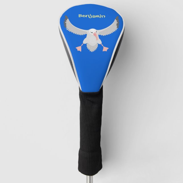 Funny albatross bird flying cartoon personalized golf head cover (Front)
