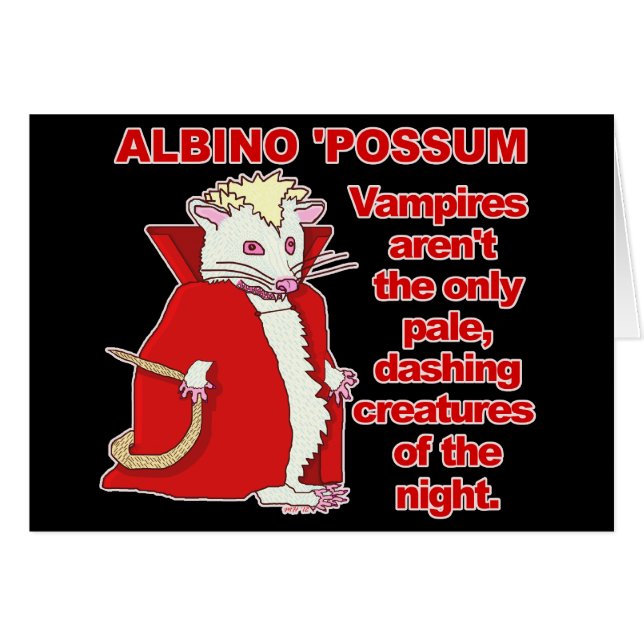 Funny Albino Possum Vampire Animal Cards (Front Horizontal)