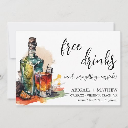 Funny Alcohol Drink Cocktail Trendy Photo Wedding Save The Date