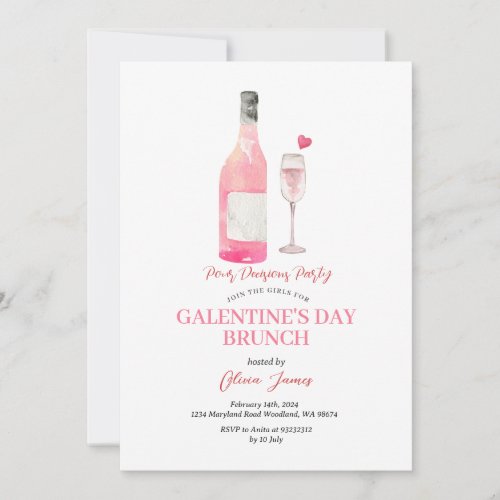 Funny Alcohol Galentines Day Party Brunch Dinner Invitation