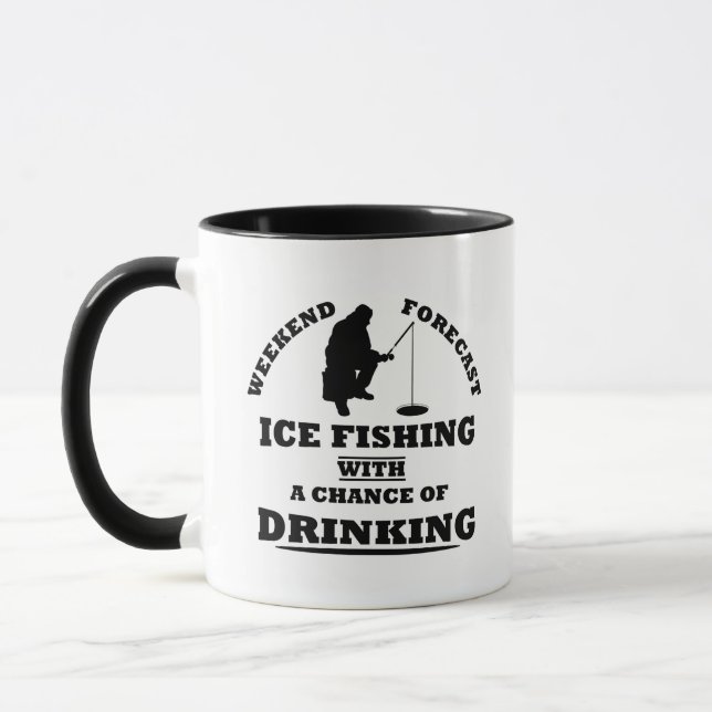 Funny alcohol ice fishing quotes mug (Left)