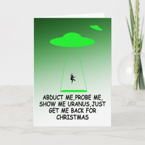 Funny alien abduction funny Christmas Holiday Card