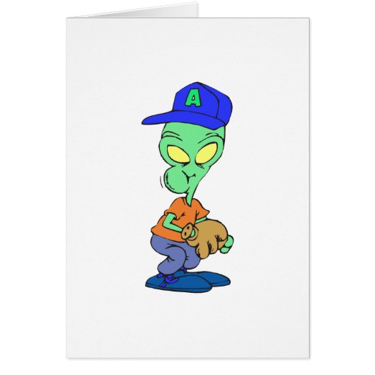 funny alien baseball player pitcher cards (Front)