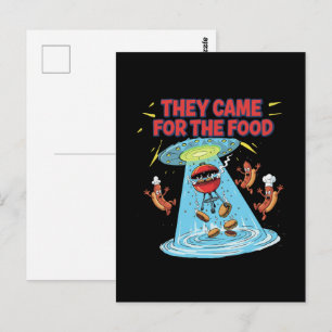 Funny Alien BBQ UFO Abduction Hot Dogs Burgers Postcard