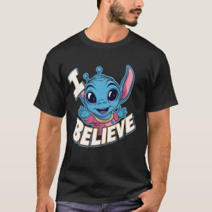 funny Alien carton Believer World UFO Day  1 T-Shirt