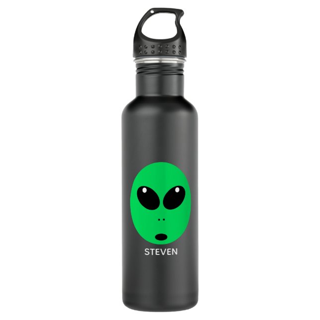 Funny Alien Cartoon Face Kids Personalized Stainless Steel Water Bottle (Front)