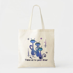 Funny Alien Cats – "Take Us To Your Litter" Tote Bag