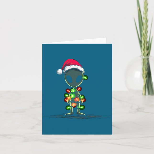 Funny Alien Christmas Graphics Lights Lover Extrat Card (Front)