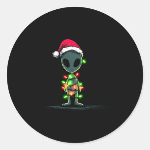 Funny Alien Christmas Graphics Lights Lover Extrat Classic Round Sticker