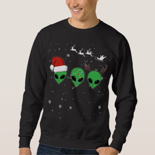 Funny Alien Christmas Pajama Matching Costume Spac Sweatshirt