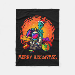 Funny Alien Christmas Shirt _ Merry Kissmy Tank To Fleece Blanket