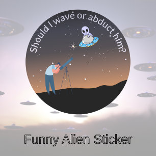 Funny Alien Core UFO Design  Classic Round Sticker