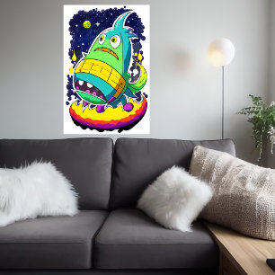Funny alien creature   AI Art Poster