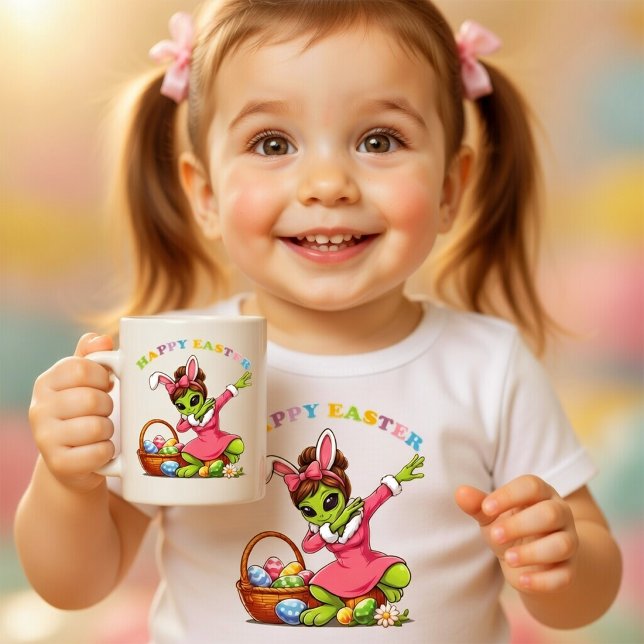 Funny Alien Easter Bunny Dabbing Cute Easter Egg Giant Coffee Mug (Creator Uploaded)