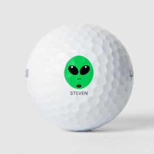 Funny Alien Face Cartoon Personalized Golf Balls