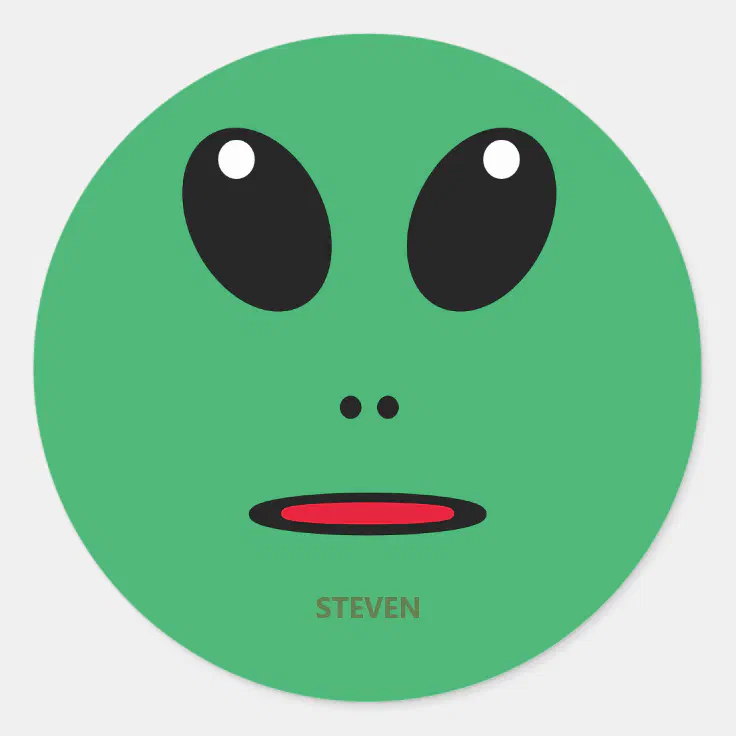 Funny Alien Face Personalized Classic Round Sticker | Zazzle
