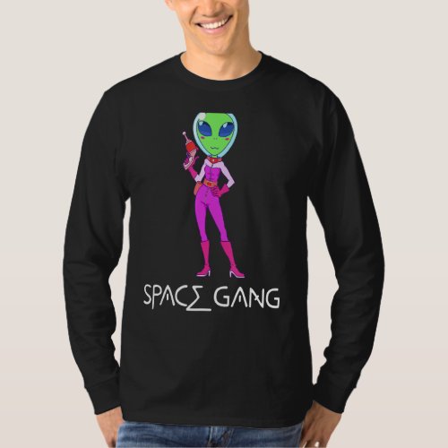 Funny Alien  Female Astronaut Woman Space Gang Ali T_Shirt