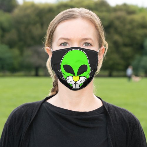 Funny Alien Head Bunny Face Animal Nose Black Adult Cloth Face Mask