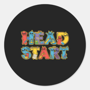 Funny Alien Head Start Back To School Kids Boys Gi Classic Round Sticker