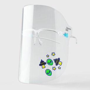 Funny Alien Head UFO Stars Pattern Cartoon Comic Face Shield