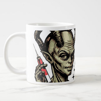 Funny alien hypodermic needle dose of reality giant coffee mug