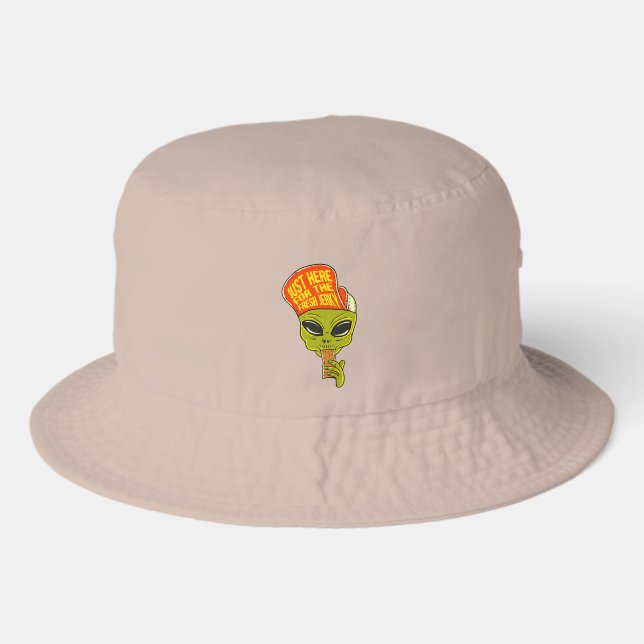 Funny Alien Just Here For The Jerky Bucket Hat (Front)