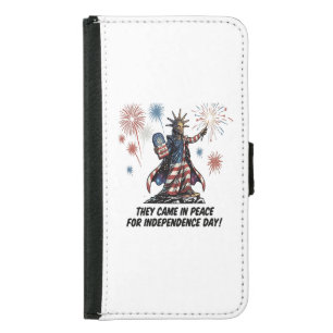 Funny Alien Liberty 4th of July Celebration Samsung Galaxy S5 Wallet Case