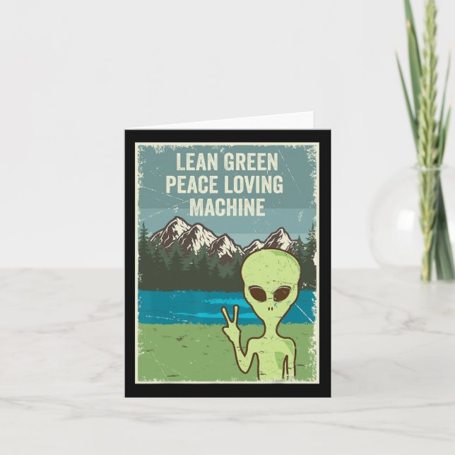 Funny Alien Live In Peace Nature Lover Retro Earth Card (Front)