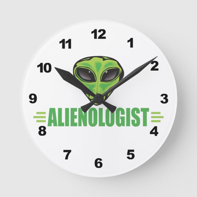 Funny Alien Lover Round Clock (Front)