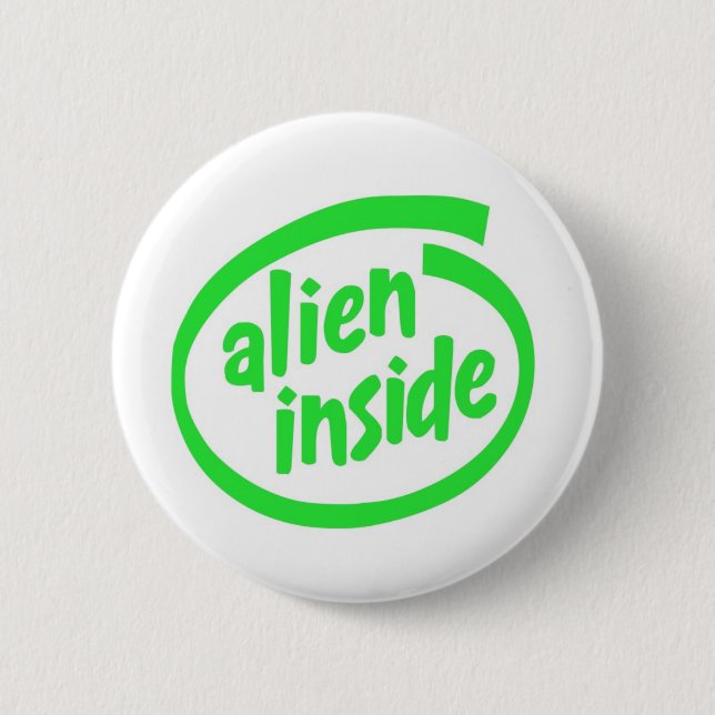 Funny alien pinback button (Front)