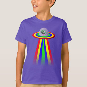 Funny Alien Rainbow Spacecraft T-Shirt