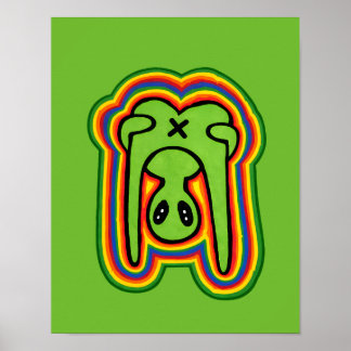 Funny Alien Retro Colorful Psychedelic Rainbow Poster
