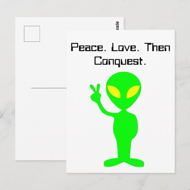 Funny Alien Sci-Fi Cartoon Extraterrestrial Art Postcard (Front/Back)
