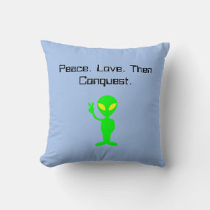Funny Alien Sci-Fi Cartoon Extraterrestrial Art Throw Pillow