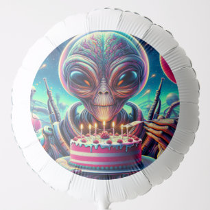 Funny Alien Themed Birthday Party Balloon
