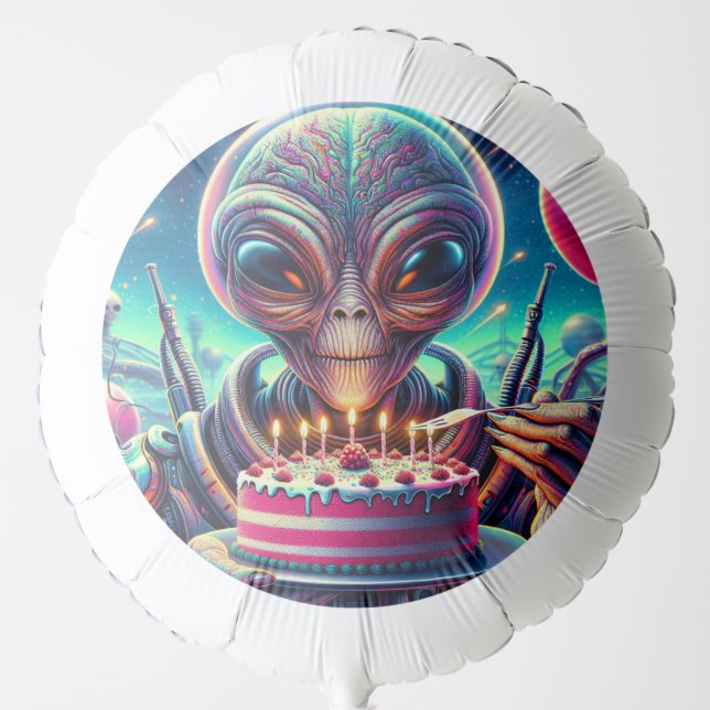 Funny Alien Themed Birthday Party  Balloon (Front)