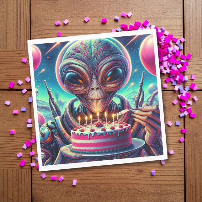 Funny Alien Themed Birthday Party  Napkins (Creator Uploaded)