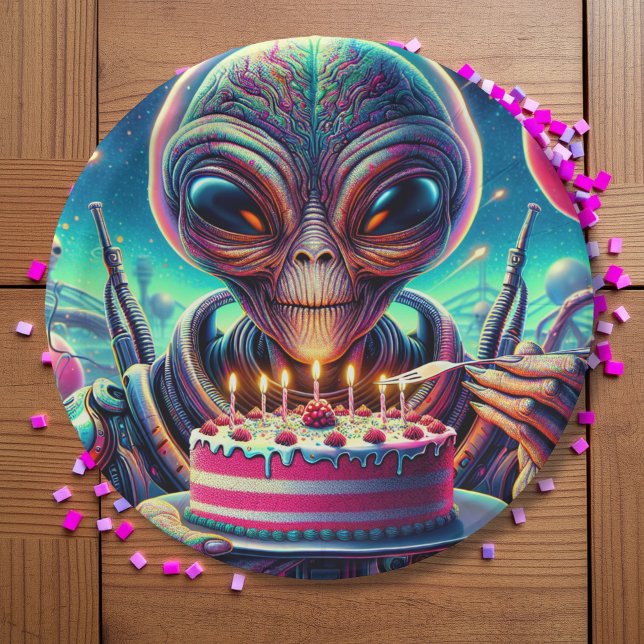 Funny Alien Themed Birthday Party  Paper Plates (Creator Uploaded)