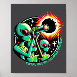 Funny Alien Total Solar Eclipse 4.08.2024 Apparel Poster
