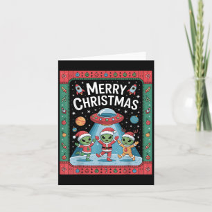 Funny Alien Trio Merry Ugly Christmas Santa Hat Gi Card