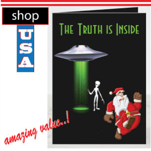 Funny Alien UFO 👽 Santa Running Holiday Card