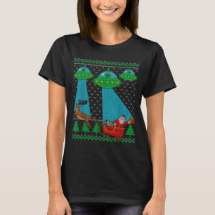 Funny Alien Ufo Santa Sleigh Ugly Christmas Sweate T-Shirt