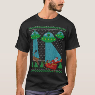 Funny Alien Ufo Santa Sleigh Ugly Christmas Sweate T-Shirt
