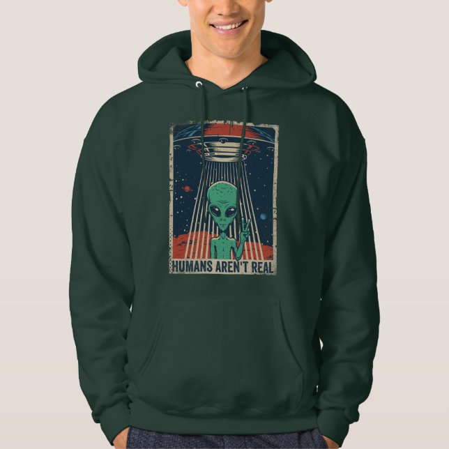 Funny Alien UFO Space Conspiracy Hoodie (Front)