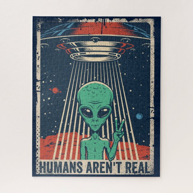 Funny Alien UFO Space Conspiracy Jigsaw Puzzle (Vertical)