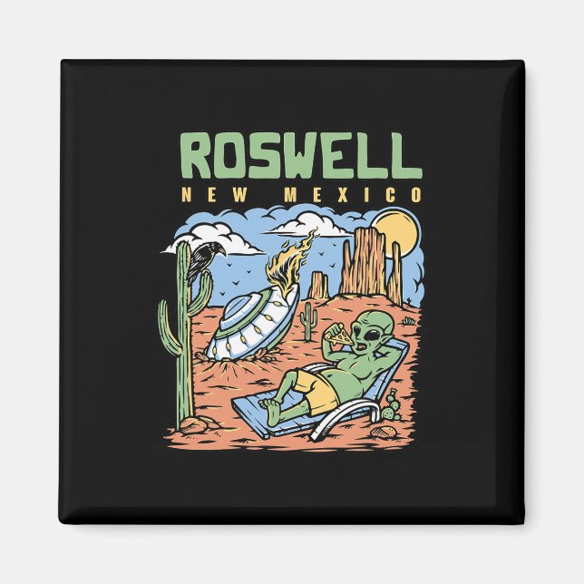 Funny Alien Vacation In Roswell New Mexico Desert  Magnet (Front)
