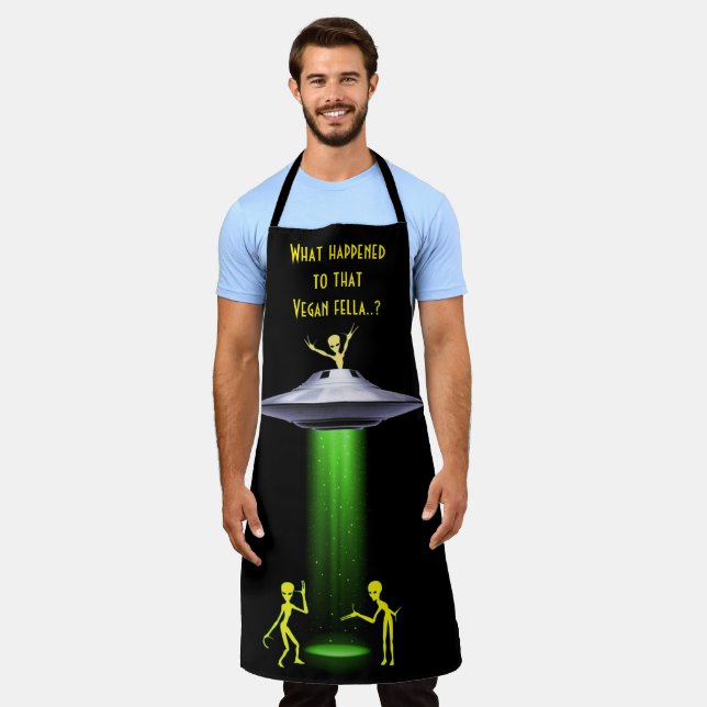 Funny Alien 🛸 Vegan Humor BBQ  Apron (Worn)
