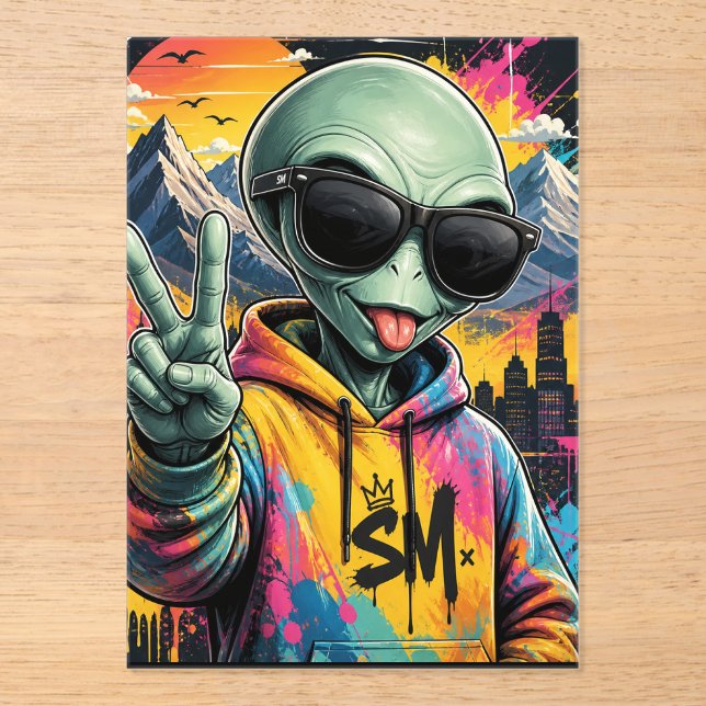 Funny Alien Vibes Acrylic Invitations (Front)
